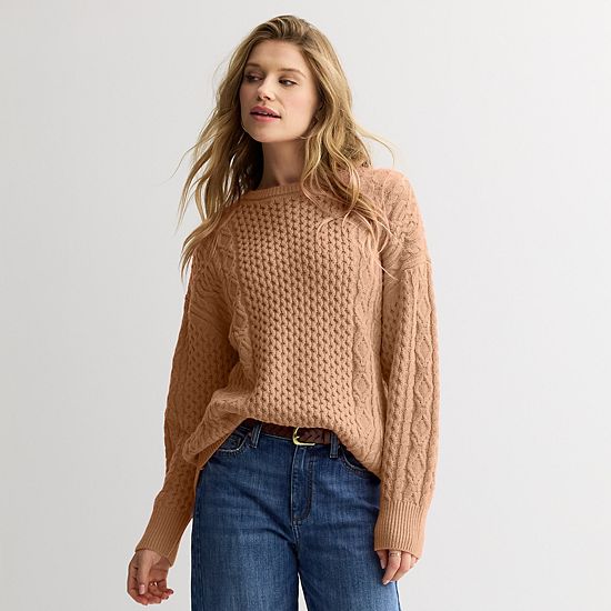  Women's Sonoma Goods For Life® Oversized Cable-Knit Sweater