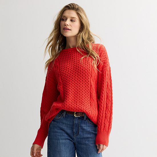  Women's Sonoma Goods For Life® Oversized Cable-Knit Sweater
