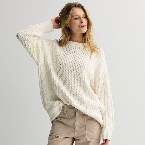  Women's Sonoma Goods For Life® Oversized Cable-Knit Sweater