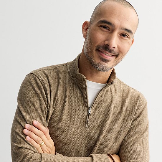  Men's Sonoma Goods For Life® The Essential Pique Quarter Zip Pullover