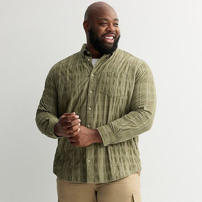  Big & Tall Sonoma Goods For Life® Long Sleeve Perfect Length Corduroy Button Down Shirt