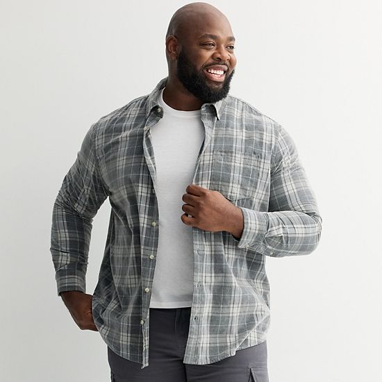  Big & Tall Sonoma Goods For Life® Long Sleeve Perfect Length Corduroy Button Down Shirt