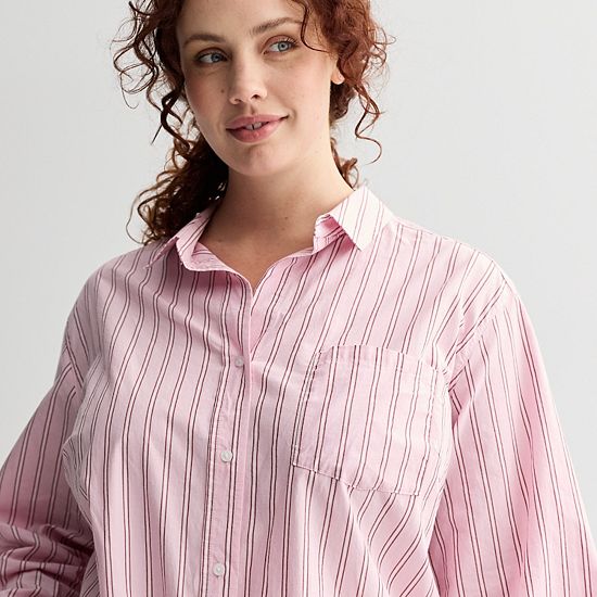  Plus Size Sonoma Goods For Life® Everyday Button Up Long Sleeve Shirt
