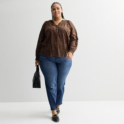  Plus Size Sonoma Goods For Life® Smocked Wrist Henley Top