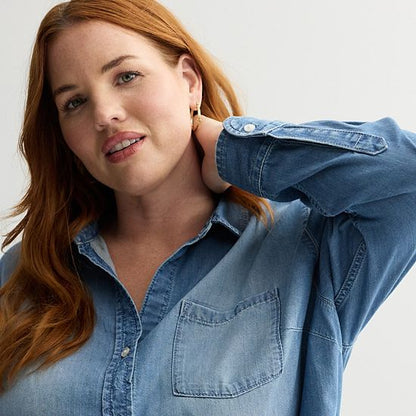  Plus Size Sonoma Goods For Life® Denim Button-Down Shirt