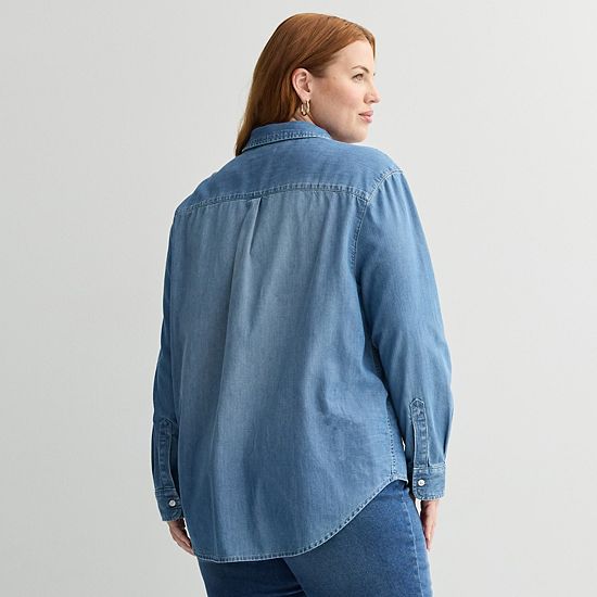  Plus Size Sonoma Goods For Life® Denim Button-Down Shirt