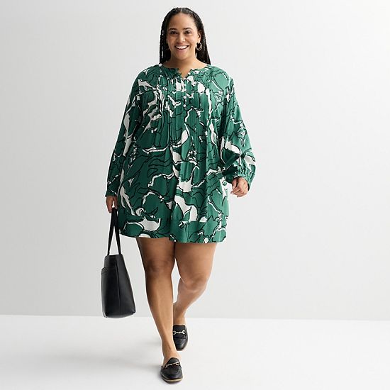  Plus Size Sonoma Goods For Life® Long Sleeve Pintuck Dress