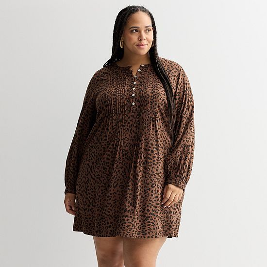  Plus Size Sonoma Goods For Life® Long Sleeve Pintuck Dress