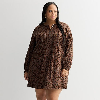  Plus Size Sonoma Goods For Life® Long Sleeve Pintuck Dress