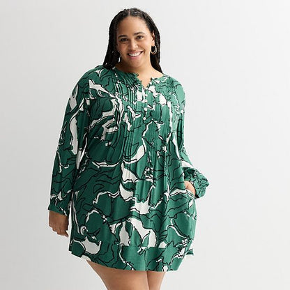  Plus Size Sonoma Goods For Life® Long Sleeve Pintuck Dress