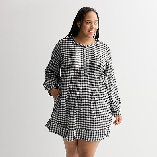  Plus Size Sonoma Goods For Life® Long Sleeve Pintuck Dress