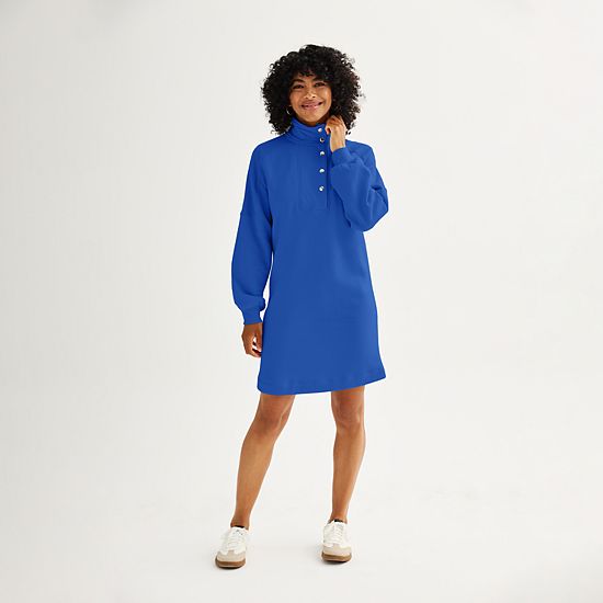  Petite Sonoma Goods For Life® Snap Collar Dolman Sleeve Sweatshirt Dress