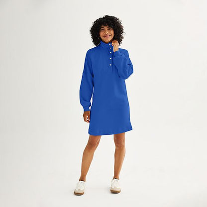  Petite Sonoma Goods For Life® Snap Collar Dolman Sleeve Sweatshirt Dress