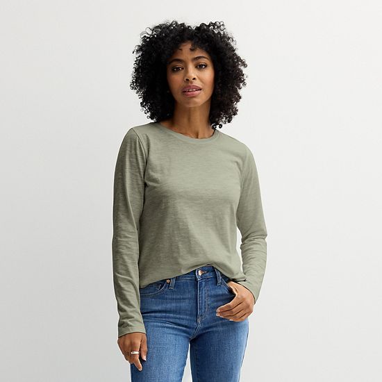  Petite Sonoma Goods For Life® Everyday Long Sleeve Crew Tee