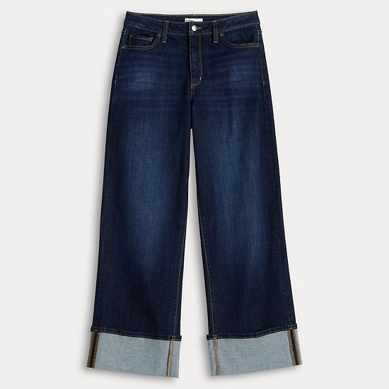  Women's Sonoma Goods For Life® High Rise Wide Leg Cuff Jeans