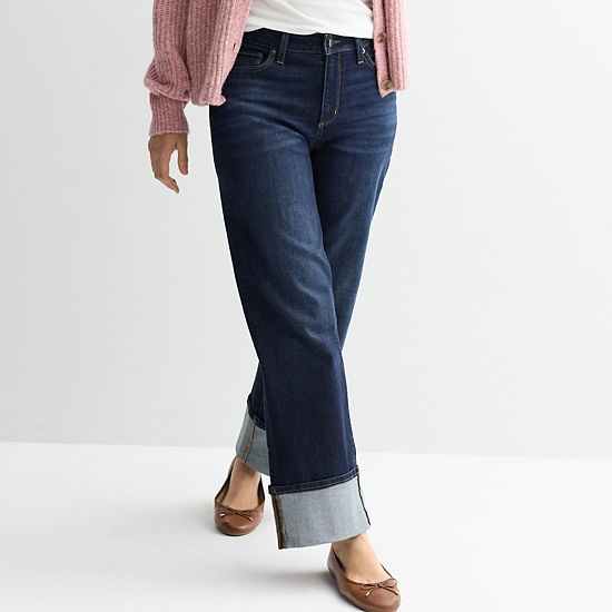  Women's Sonoma Goods For Life® High Rise Wide Leg Cuff Jeans