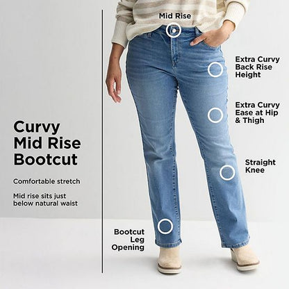  Women's Sonoma Goods For Life® Curvy Mid Rise Bootcut Jeans