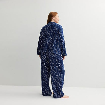  Plus Size Sonoma Goods For Life® 2-pc. Flannel Notch Pajama Top & Pajama Pants Set
