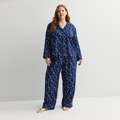  Plus Size Sonoma Goods For Life® 2-pc. Flannel Notch Pajama Top & Pajama Pants Set