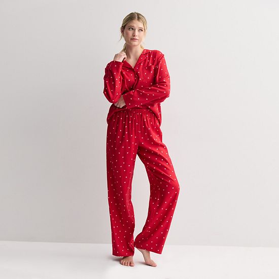  Women's Sonoma Goods For Life® 2-pc. Flannel Notch Pajama Top & Pajama Bottoms Set