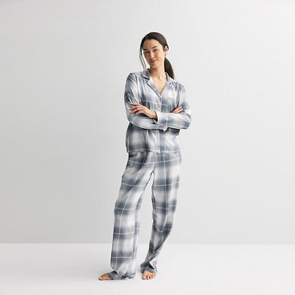  Women's Sonoma Goods For Life® 2-pc. Flannel Notch Pajama Top & Pajama Bottoms Set
