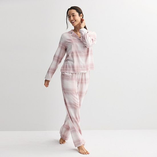  Women's Sonoma Goods For Life® 2-pc. Flannel Notch Pajama Top & Pajama Bottoms Set