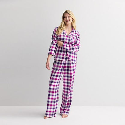  Women's Sonoma Goods For Life® 2-pc. Flannel Notch Pajama Top & Pajama Bottoms Set