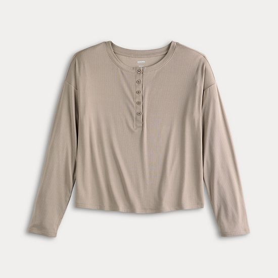  Women's Sonoma Goods For Life® Ribbed Long Sleeve Pajama Top