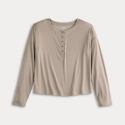  Women's Sonoma Goods For Life® Ribbed Long Sleeve Pajama Top