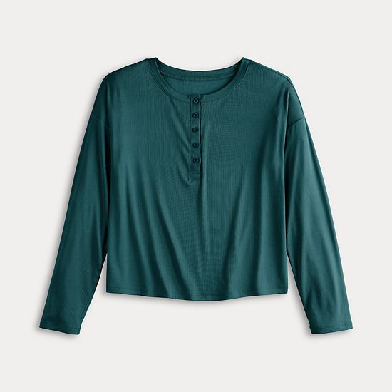  Women's Sonoma Goods For Life® Ribbed Long Sleeve Pajama Top