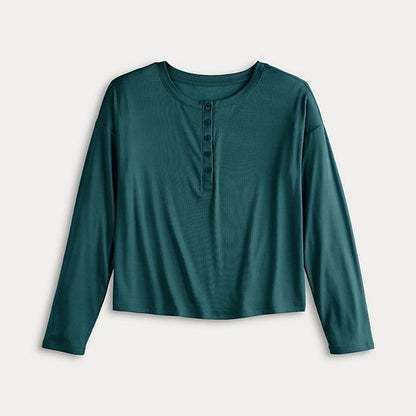  Women's Sonoma Goods For Life® Ribbed Long Sleeve Pajama Top
