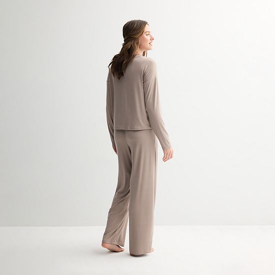  Women's Sonoma Goods For Life® Ribbed Long Sleeve Pajama Top