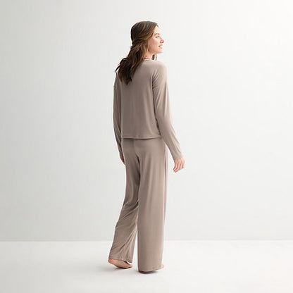  Women's Sonoma Goods For Life® Ribbed Long Sleeve Pajama Top