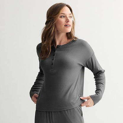  Women's Sonoma Goods For Life® Ribbed Long Sleeve Pajama Top