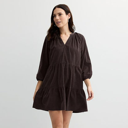  Petite Sonoma Goods For Life® Tiered Corduroy Mini Dress