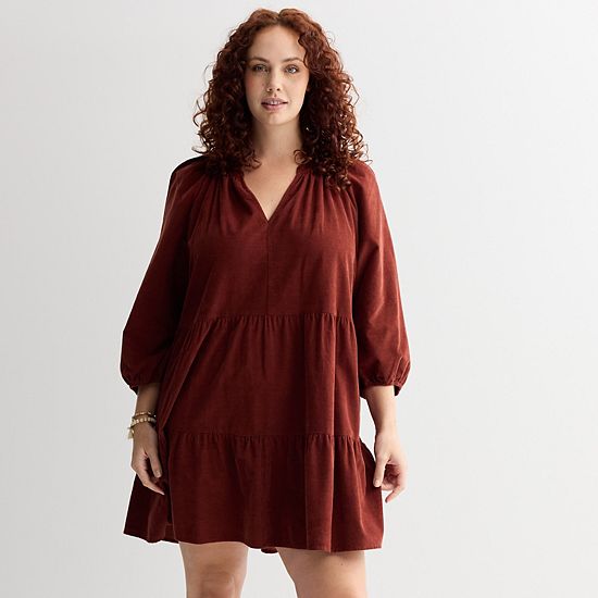  Plus Size Sonoma Goods For Life® Tiered Cord Dress