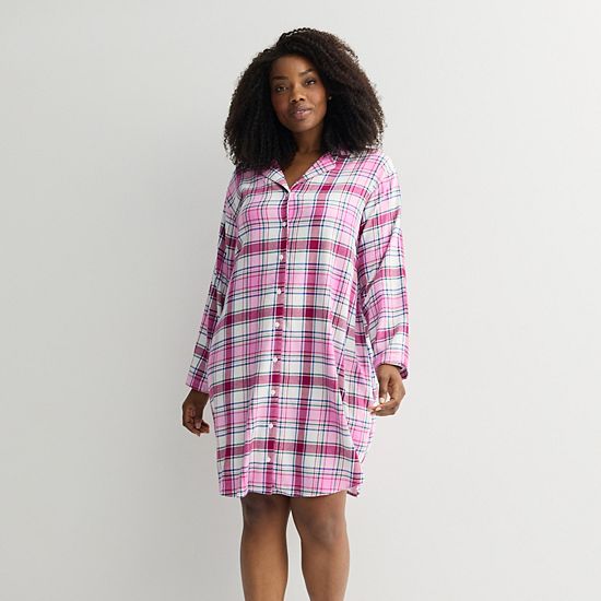  Plus Size Sonoma Goods For Life® Flannel Boyfriend Sleepshirt