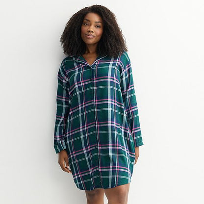  Plus Size Sonoma Goods For Life® Flannel Boyfriend Sleepshirt