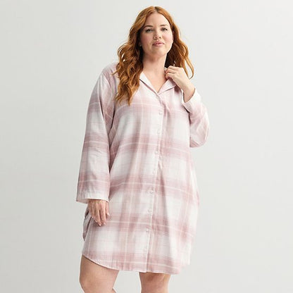  Plus Size Sonoma Goods For Life® Flannel Boyfriend Sleepshirt