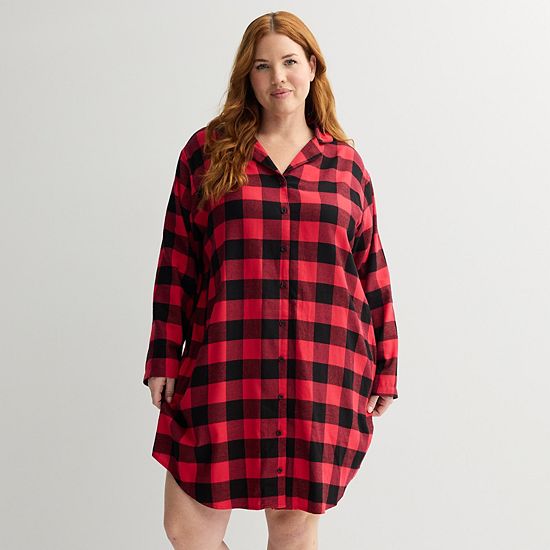  Plus Size Sonoma Goods For Life® Flannel Boyfriend Sleepshirt