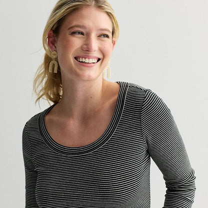  Women's Sonoma Goods For Life® Rib Long Sleeve Scoop Neck Tee