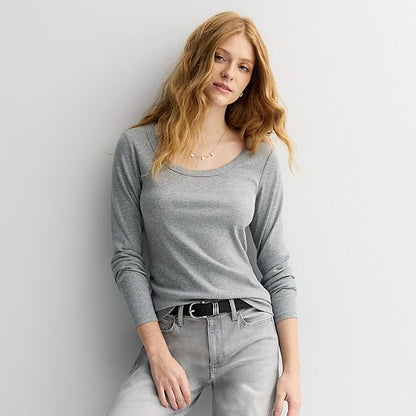  Women's Sonoma Goods For Life® Rib Long Sleeve Scoop Neck Tee