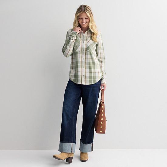  Women's Sonoma Goods For Life® Knit Plaid Shirt