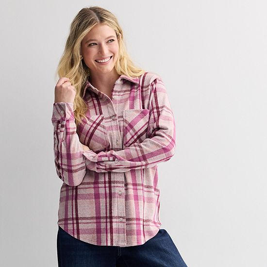  Women's Sonoma Goods For Life® Knit Plaid Shirt