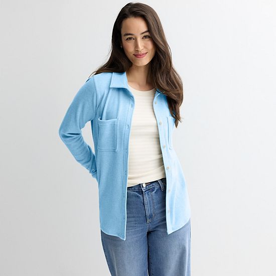  Women's Sonoma Goods For Life® Knit Plaid Shirt