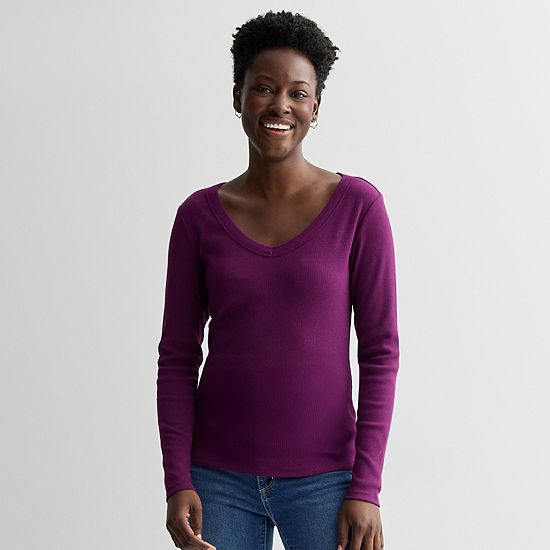  Women's Sonoma Goods For Life® Long Sleeve V-Neck Tee