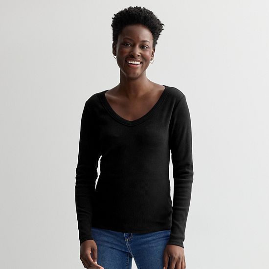  Women's Sonoma Goods For Life® Long Sleeve V-Neck Tee