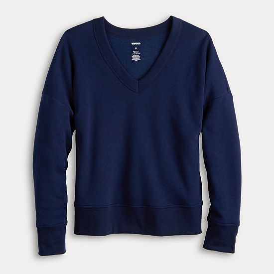  Women's Sonoma Goods For Life® Relaxed Fleece V-Neck Sweatshirt