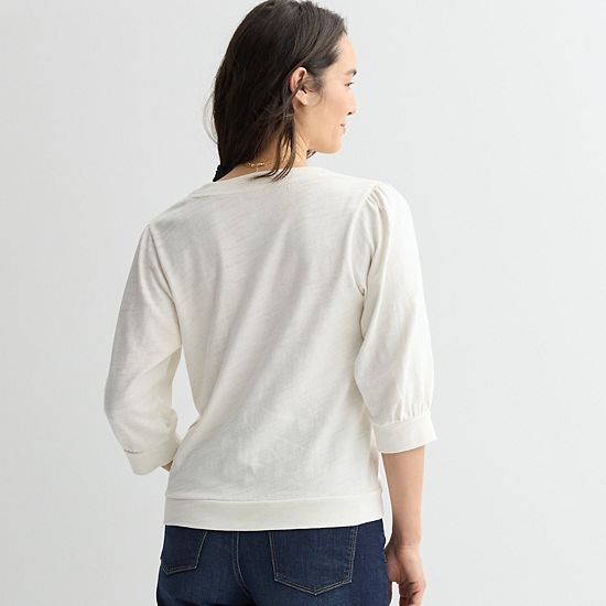  Women's Sonoma Goods For Life® Puff Sleeve Button Front Top