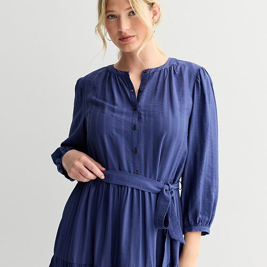  Women's Sonoma Goods For Life® Three-Quarter Sleeve Midi Dress